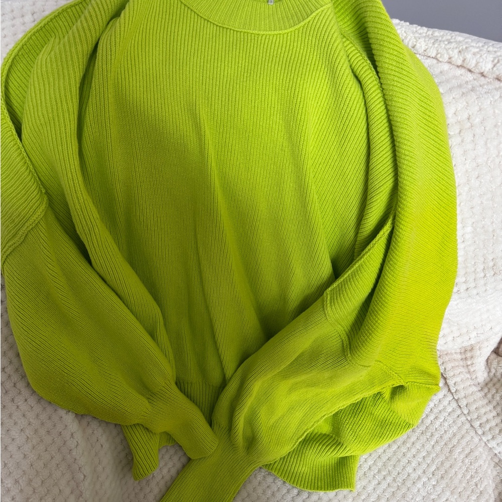 Free People Lime Green Cowl Neck Sweater
